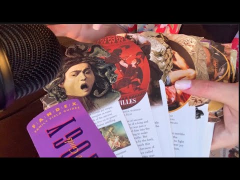 flipping through some mythology cards ~ demeter, medusa, dionysus ASMR