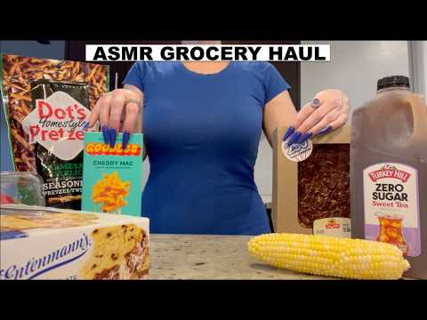 ASMR Gum Chewing Grocery Haul | Whispered Tapping