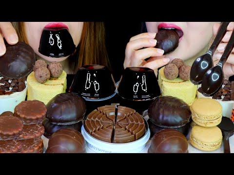 ASMR COFFEE WARABI MOCHI, CHOCOLATE CARAMEL MARSHMALLOW, EDIBLE SPOON, MACARON, MOCHA CAKE, PIE 먹방