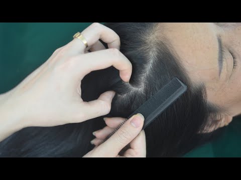 ASMR Hair Parting & Hair Combing With Comb, Real Person Hair Sounds, Tingles For Stress Relief