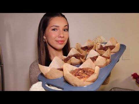 ASMR Baking Banana Nutella Muffins 🍌🍫  *voiceover*