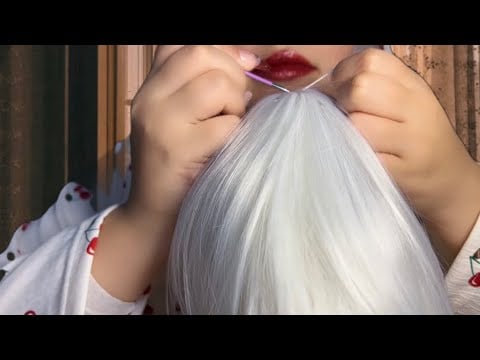 ASMR wig on mic 💆🏻‍♀️ Hair Pulling & Scratching 