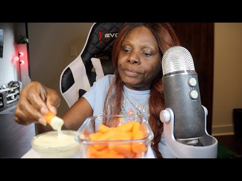 Vegan ranch Dip With Baby Carrots ASMR Eating Sounds