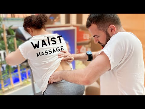 ASMR FEMALE MASSAGE - WAİST MASSAGE (neck + shoulder + leg )