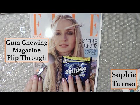 ASMR Gum Chewing Magazine Flip Through | Sophie Turner | Close Whisper