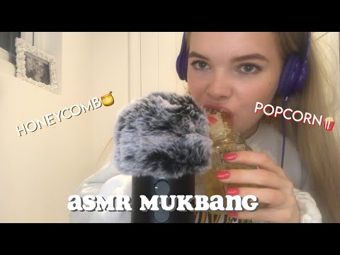 ASMR eating popcorn🍿 + honeycomb🍯