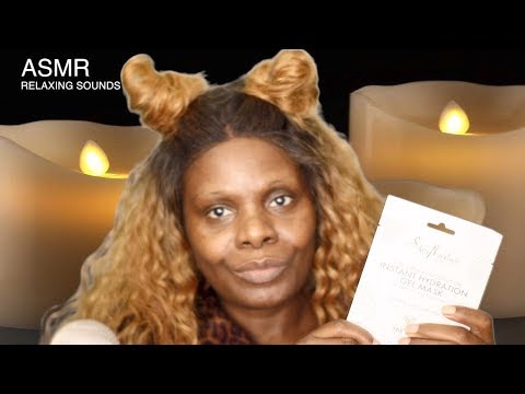 ASMR Chewing Gum Applying Shea Moisture Gel Mask