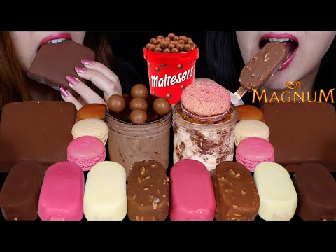 ASMR NEAPOLITAN DESSERT PARTY! MINI MAGNUM ICE CREAM BARS, KLONDIKE BAR, MALTESERS MOUSSE, MACARONS