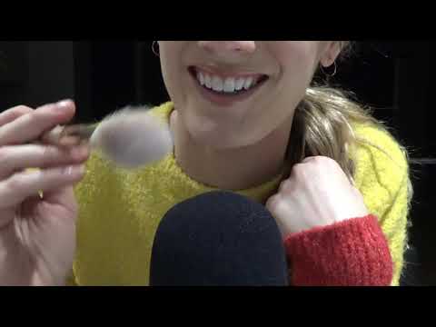 ASMR inaudible whispers with mic brushing