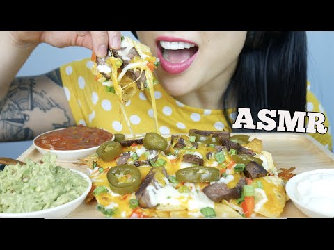 ASMR LOADED CHEESY STEAK NACHOS (CRUNCHY EATING SOUNDS) NO TALKING | SAS-ASMR