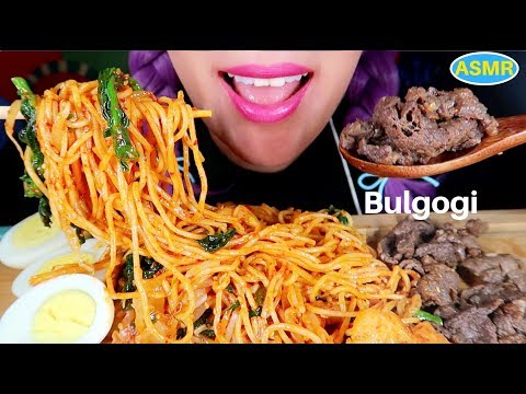 ASMR BIBIM GOOKGU(SPICY NOODLE+BULGOGI EATING SOUND |비빔국수+불고기 리얼사운드 먹방|CURIE.ASMR