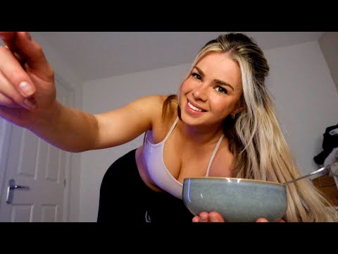 ASMR A GENTLE EVENING (Personal Attention with Dinner in Bed, Up Close, Whispers)