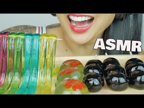 ASMR JELLO *KYOHO GRAPE + RAINBOW STRAW + KOI FISH RAINDROPS (EATING SOUNDS) NO TALKING | SAS-ASMR