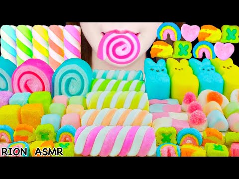 【ASMR】MARSHMALLOW &GUMMY PARTY💖 CRISPY MARSHMALLOW,JELLY ROLL UPS MUKBANG 먹방 EATING SOUNDS