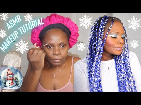 Crystal Winter Blue Lid Soft Glossy Lippy ASMR Makeup Tutorial