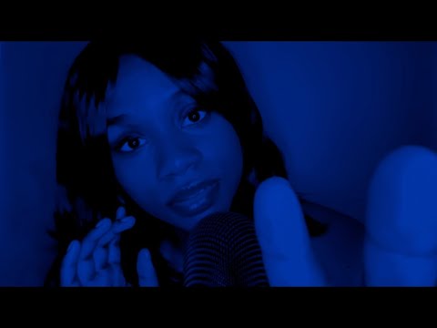 ASMR | ECHOING WORDS EAR TO EAR W/BLUE LIGHT - BREATHY WHISPERS (Hand Waving, Flying Fingers)
