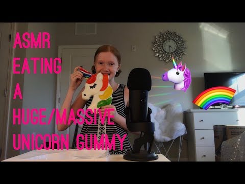 ASMR~ EATING GIGANTIC UNICORN GUMMY 🦄🌈