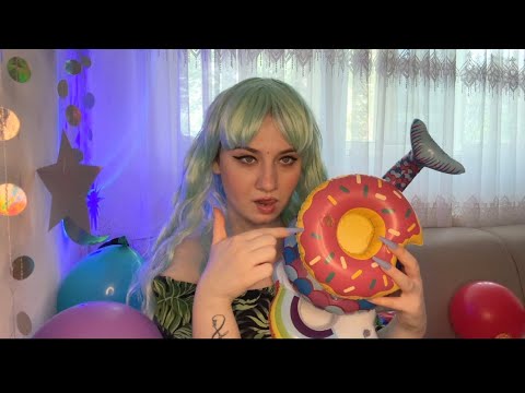 ASMR | Nail Popping Balloons And Beachball | Inflatable Toys Bursting and Spit Painting 💜