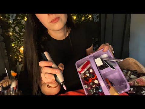 ASMR Doing Your Nails | Realistic Manicure (brushing, filing, water, rummaging) Wedding Series Pt 5