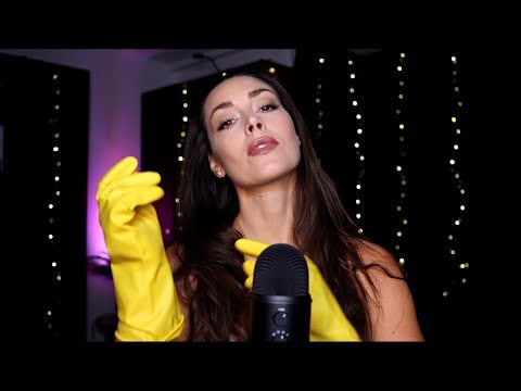 ASMR Yellow Spandex gloves deep triggers ✨ With body tapping