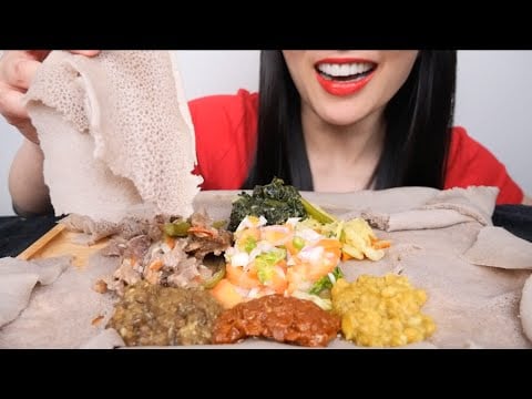 ETHIOPIAN FOOD (ASMR EATING SOUNDS) NO TALKING | SAS-ASMR