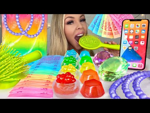 ASMR EDIBLE MONEY, EDIBLE IPHONE, JEWELRY, EDIBLE HAIR BRUSH MUKBANG 먹방