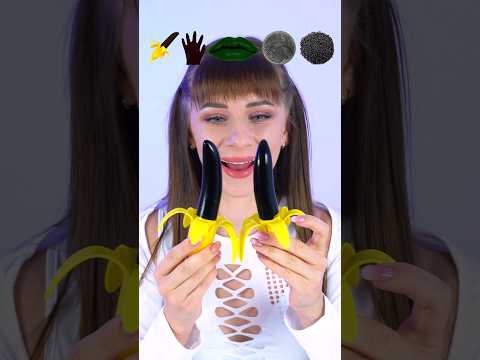 ASMR Emoji Black Food Gummy Banana Mukbang #shorts