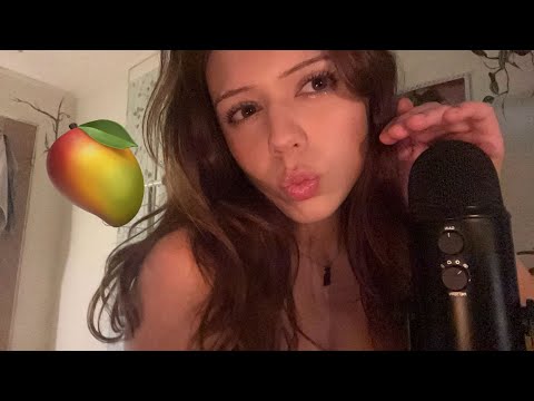 Asmr~Tingly whispers+eating sounds🥭🙃