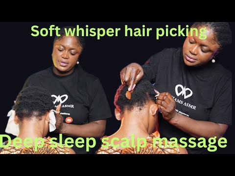 ASMR ✨soft whisper hair parting, scratching,cleansing  and nitpicking for immense sleep