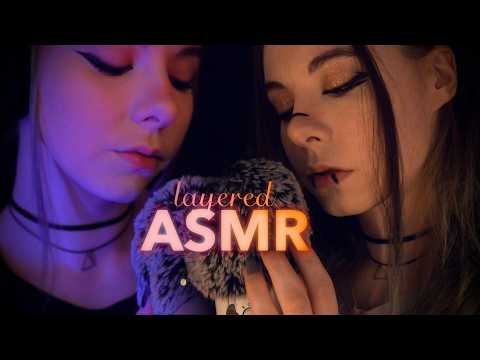 layered ASMR | sleepy Whispering, ear to ear "Tk,Tk", Wood Tapping - Rain & Fireplace Ambience