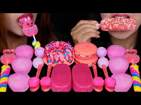 ASMR STRAWBERRY MOCHI ICE CREAM, EDIBLE CHOCOLATE SPOONS, UNICORN SPRINKLE CAKE, RUBY CHOCOLATE BAR
