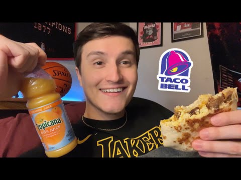 ASMR | Eating Taco Bell Breakfast in Bed 🛏️🌯 (mukbang)