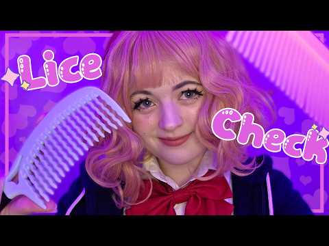 ASMR Sayori checks your hair for lice ✨ Friendly girl in the back of class (personal attention)