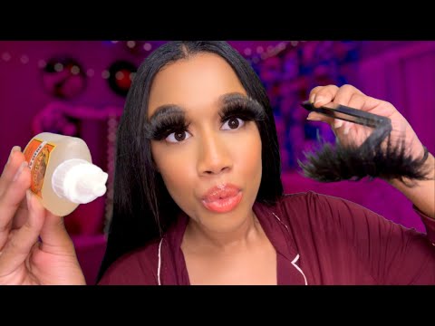 ASMR Girl With Lash Blindness Does Your Lashes at a Sleepover 👀😴 ASMR Make-up Application