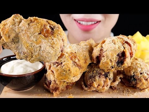 ASMR Cheese Dusted Bburinkle Fried Chicken *Homemade* | CRUNCHY Eating Sounds Mukbang
