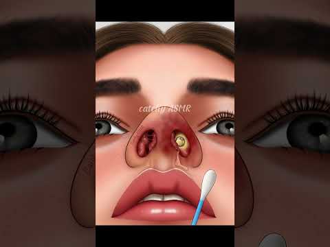 Nasal Secretion Cleaning And Nose Piercing Removal Animation, Relaxing ASMR Animation.