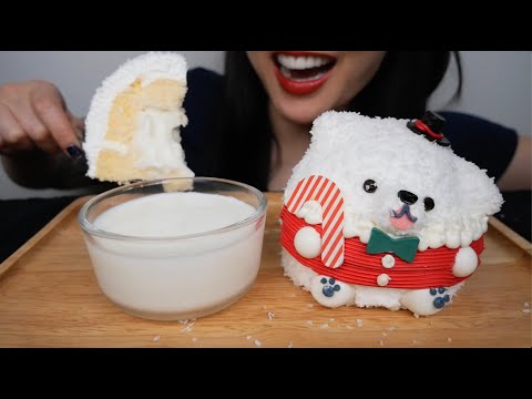FLUFFY COCONUT BEAR CAKE (ASMR EATING SOUNDS) LIGHT WHISPER | SAS-ASMR