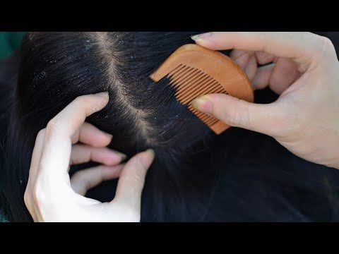 ASMR Scalp Check ~ Scalp Scratching ~ Hair Parting ~ Combing ~ Wooden Comb ~ No Talking For Sleep