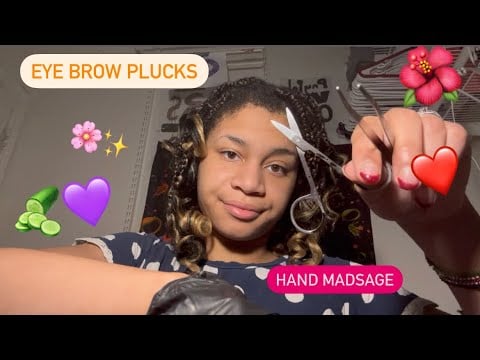 ASMR - Hand Massage + EyeBrow Plucking (Paige)
