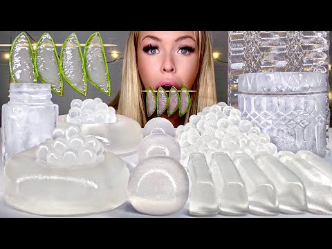 ASMR CLEAR FOOD* ALOE VERA PLANT, CRYSTAL SHEET JELLY, EDIBLE CRYSTAL JAR, JELLY DONUT MUKBANG 먹방