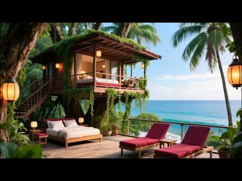 “Relaxing Sounds | Tropical Tree House with Ocean Waves Gentle Crashing | Sleeping Studying Relax”