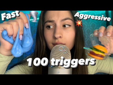 Asmr ⚡️100 Fast & Aggresive 🌪triggers in 1 minute💥
