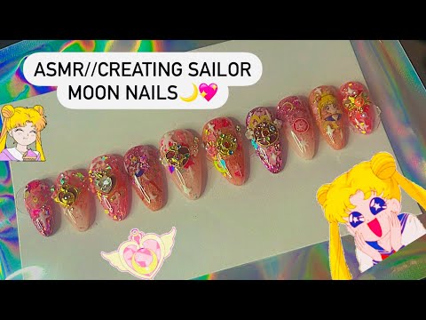 ASMR// Creating Sailor Moon Nails for a Client╰(*°▽°*)╯