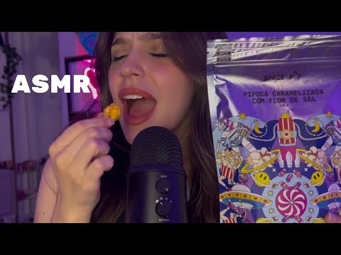 ASMR MUKBANG- COMENDO PIPOCA VIRAL DO TIKTOK (pipoca caramelizada com sal rosa) 🍿