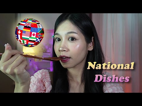 ASMR Whispering National Dishes Around the World 🌍🍽️ Tasting the World Through Language!