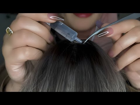 ASMR | Head Trigger & Scalp Check (wig on mic) 💆🏻‍♀️ Massage, Hair brushing, Scratching 