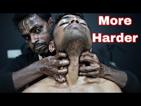 Very Unique Hard Massage By Strong Wrist Barber | ASMR Head And Shoulder Massage | Neck Cracking