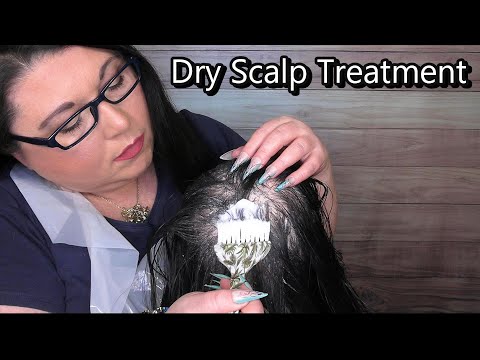 ASMR Dry Scalp Treatment (Scalp Massage, Plastic Apron, Brushing, Whispering) Hairdresser Roleplay