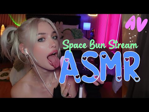 ASMR space buns girl licks your ears before bed