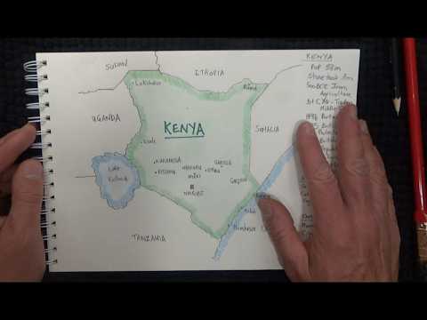ASMR - Drawing a Map of Kenya - Australian Accent - Chewing Gum & Quietly Whispering